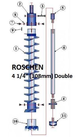 Double Key Tugas berat Berongga Stem Auger 4 1 / 4inch